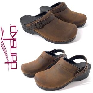 Dansko Ingrid Clog Brown Oiled Leather convertible